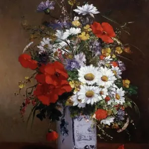 Vase of Poppies and Daisies Eugene Henri Cauchois (1850-1911 French) Vase of Poppies and Daisies Eugene Henri Cauchois (1850-1911 French)