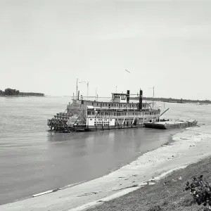 Vintage Photograph. Stern wheeler tied up on the Mississippi River Vintage Photograph. Stern wheeler tied up on the Mississippi River
