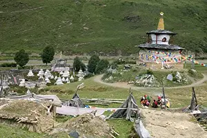 Trips Prints: There are over 100 Stupas (chortens) at the Buddhist Monastery of Tagong (Lhagang) - Kham