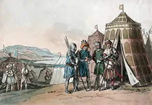 Oldtime Prints: 1400s 13th CENTURY MILITARY CAMP AND SOLDIERS COSTUMES DURING THE REIGN OF KING HENRY VI OF ENGLAND CIRCA 1447