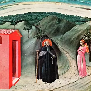 Mystery Prints: 1430s PAINTING OF SAINT ANTHONY TEMPTED BY THE DEVIL IN FORM OF A WOMAN BY ARTIST SASSETTA