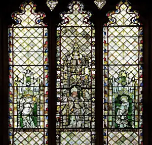 Oxfordshire Prints: 14th century medieval stained glass windows in a church