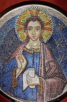 Middle Ages Prints: 14th Century Mosaic of Jesus Christ Emmanuel