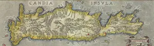 Crete Prints: 1584 Ortelius Map of Crete (Candia) and 10 Greek Islands