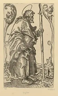 Symbolism Prints: A 16th-century woodcut by an anonymous artist depicting the apostle Thomas