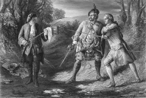 Swords Prints: 1710s SCENE 19TH CENTURY NOVEL ROB ROY BY SIR WALTER SCOTT ROB ROY SEPARATES DUELLISTS RASHLEIGH & FRANCIS OSBALDISTONE