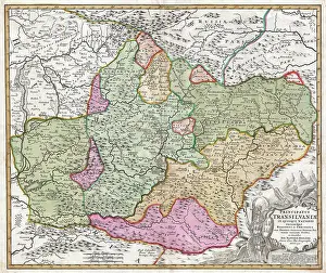 Romania Prints: 1720 Homann Map of Transylvania ( Romania )