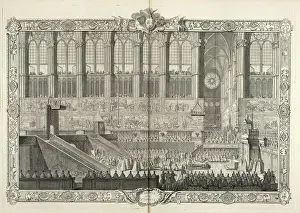 Monarch Prints: This 1722 copper engraving by Pierre Dulin shows the arrival of the Holy Ampoule during the coronation ceremony of