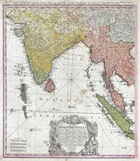 Southeast Prints: 1748 Homann Heirs Map of India and Southeast Asia