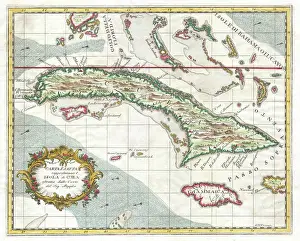 Jamaica Prints: 1763 Terreni - Coltellini Map of Cuba and Jamaica