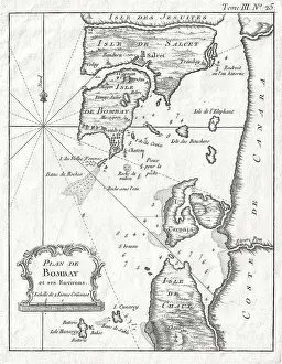 Geographicus Prints: 1764 Bellin Map of Bombay (Mumbai) India