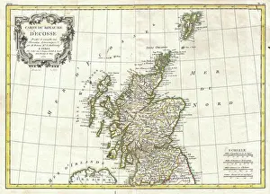 Scotland Prints: 1772 Bonne Map of Scotland