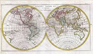 Geographicus Prints: 1780 Raynal and Bonne Map of the Two Hemispheres