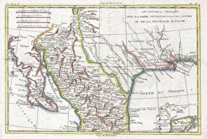Mexico Prints: 1780 Raynal and Bonne Map of Mexico and Texas