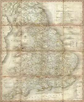 Wales Prints: 1796 Cary Folding Case Map of England Wales