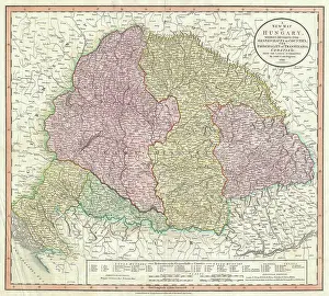 Transylvania Prints: 1799 Cary Map of Hungary, Croatia and Transylvania
