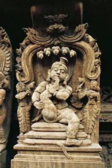 17th Prints: 17th century wood carvings in Temple Chariot at Madurai, Tamil Nadu, India