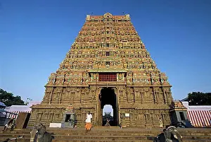 Tamil Nadu Prints: 180-foot high Kasi Viswanathar Temple Rajagopuram Tower in Tenkasi