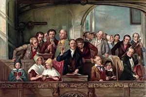 Juveniles Prints: 1800s 1847 THOMAS WEBSTER'S THE VILLAGE CHOIR ILLUSTRATION FOR WASHINGTON IRVING CHRISTMAS DAY MUSICIANS SINGERS
