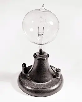 Carbon Prints: 1800s 1877 REPLICA FIRST THOMAS A EDISON INCANDESCENT CARBON FILAMENT LAMP LIGHT BULB
