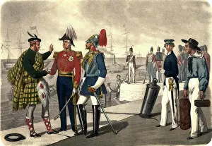 Oldtime Prints: 1800s 19TH CENTURY VICTORIAN MILITARY MEN IN UNIFORM SCOTSMAN KILT GENERAL OFFICER HORSEGUARD MARINE SAILOR