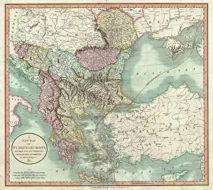 Greece Prints: 1801 Cary Map of Turkey in Europe, Greece, and the Balkan