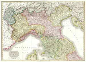 Florence Prints: 1809 Pinkerton Map of Northern Italy ( Tuscany, Florence, Venice, Milan )