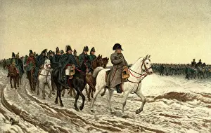 Oldtime Prints: 1814 PAINTING BY MEISSONIER SHOWING NAPOLEON & TROOPS RETURN FROM SAISSONS AFTER BATTLE OF LAON
