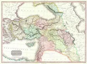Turkey Prints: 1818 Pinkerton Map of Turkey in Asia, Iraq, Syria, and Palestine