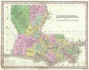 Louisiana Prints: 1827 Finley Map of Louisiana