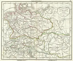Germany Prints: 1832 Delamarche Map of Germany in Roman Times