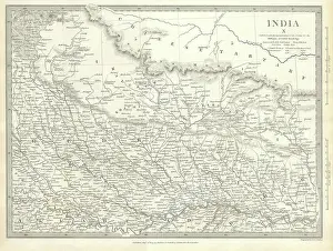 Nepal Prints: 1834 S.D.U.K. Map of North India, Nepal, and Allahabad