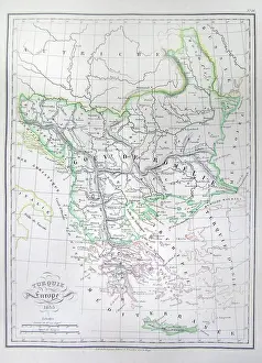 Turkey Prints: 1835 Malte-Brun Map of Turkey or the Ottoman Empire in Europe