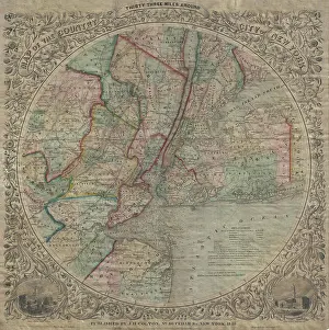 Geographicus Prints: 1848 Colton Map of New York City and Vicinity (33 Miles Around)