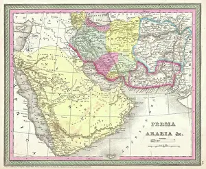 Arabia Prints: 1850 Mitchell Map of Arabia, Persia, Afghanistan