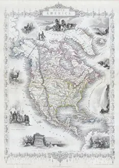 Texas Prints: 1850 Tallis Map of North America ( Texas at fullest )