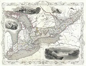 Ontario Prints: 1850 Tallis Map of West Canada or Ontario ( includes Great Lakes )