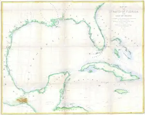 Florida Prints: 1852 Andrews Map of Florida, Cuba and the Gulf of Mexico