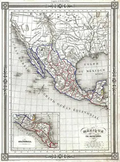 Mexico Prints: 1852 Duvotenay Map of Mexico ( includes Texas and Upper California )