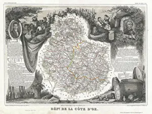 Wine Prints: 1852 Levasseur Map of the Department Cote D'Or