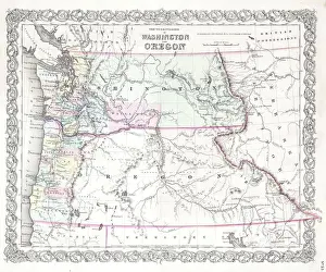 Montana Prints: 1853 Colton Map of Washington and Oregon ( w- Montana, Idaho )
