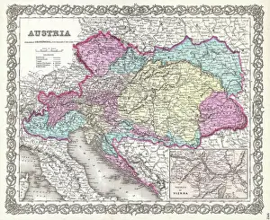 Czech Prints: 1855 Colton Map of Austria, Hungary and the Czech Republic