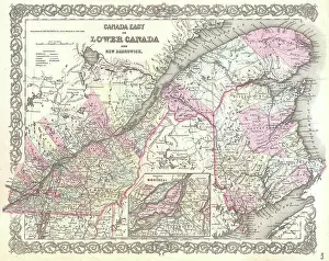 Quebec Prints: 1855 Colton Map of Canada East or Quebec