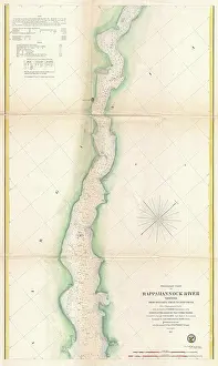 Coast Prints: 1857 U.S. Coast Survey Map or Chart of the Rappahannock River, Virginia