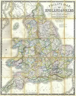 Pocket Prints: 1860 Philips Folding or Pocket Map of England and Wales