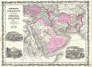Turkey Prints: 1862 Johnson Map of Arabia, Persia and Turkey in Asia