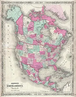 Johnson Prints: 1864 Johnson Map of North America ( Canada, United States, Mexico )