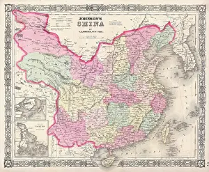 Johnson Prints: 1865 Johnson Map of China Taiwan