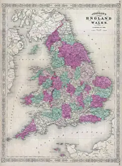 Johnson Prints: 1867 Johnson Map of England and Wales