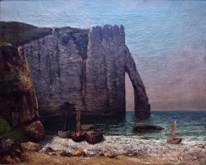 Realism Prints: 1869 Rocks of Etretat. (Gustave Courbet; Ornans 1819-1877 La-Tour-de-Peilz)